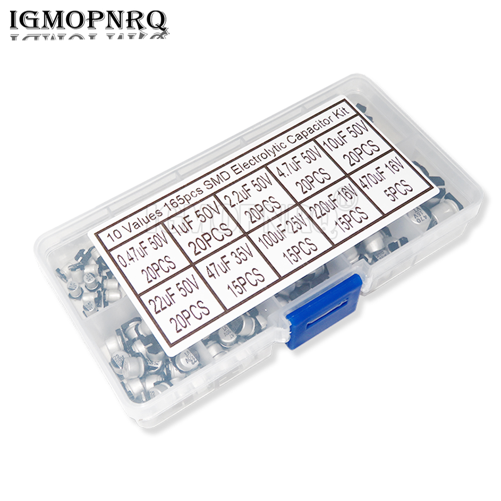 Capacitor Kit Assortment - 165PCS 10 Waarden SMD Aluminium Elektrolytische