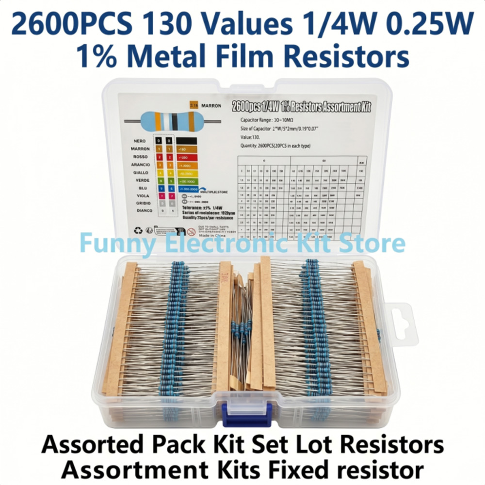 Diy Electronics Com - 2600 stuks metaalfilmweerstanden geassorteerd pakket 130